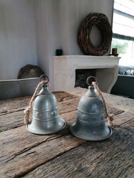Picture of Decoratie bel (kerstklok) oud zilver L