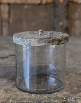 Picture of Glazen potje met deksel Grey finish L