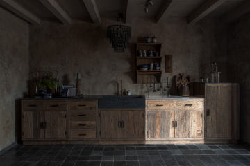 Picture of Landelijke keuken element | Brede 2-deurs 2-lade kast | K005